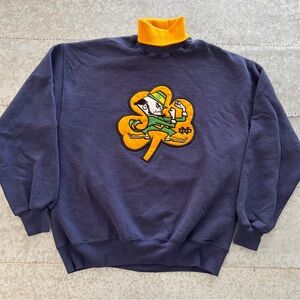 Vintage Notre Dame Mock Turtleneck Sweatshirt Size Large